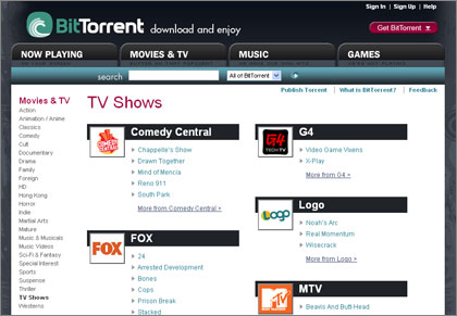 BitTorrent onTV show