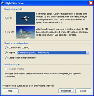 Google Earth Flight Simulator