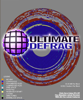 「UltimateDefrag」は、無料のグラフィカルな強力デフラグ・ツール