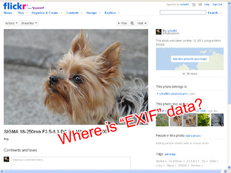 『Exif情報』はどこ？新しい「Flickr」操作メモ