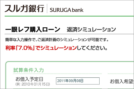 スルガ銀行で「一眼レフ購入ローン」ってやってるのね