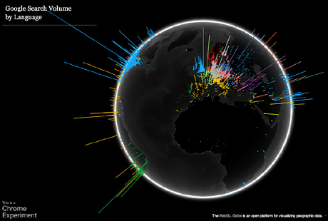 Googleが「WebGL Globe」を公開　データを地球儀上にグラフィカルに可視化させよう！？