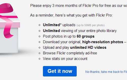 Merry Flickr! Flickrが3ヶ月分のProアカウントをプレゼント中～